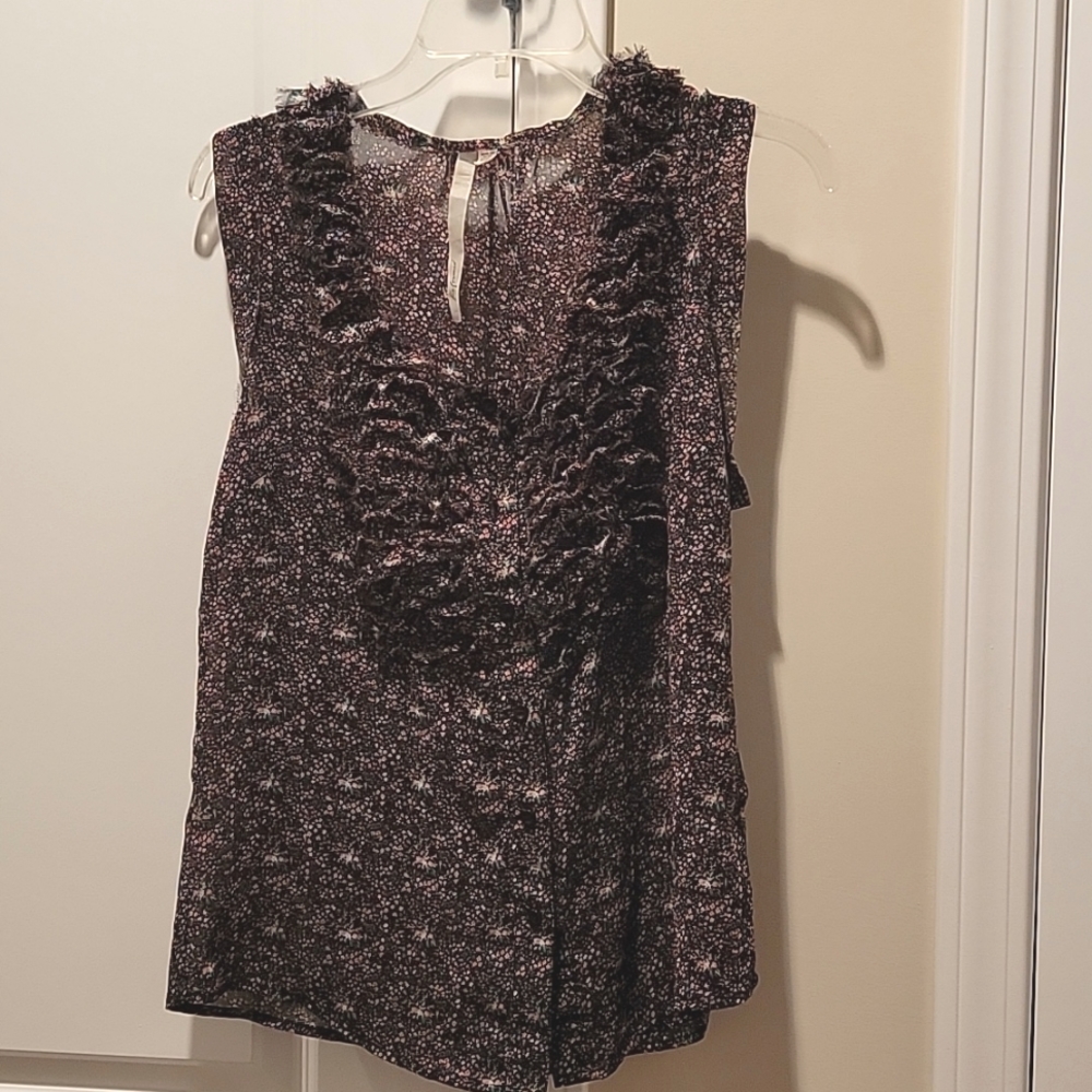 Reformed sheer floral button front sleeveless blouse Sz medium
